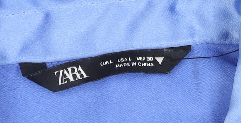 Zara Women's Blue Button-Up Long Sleeve Blouse