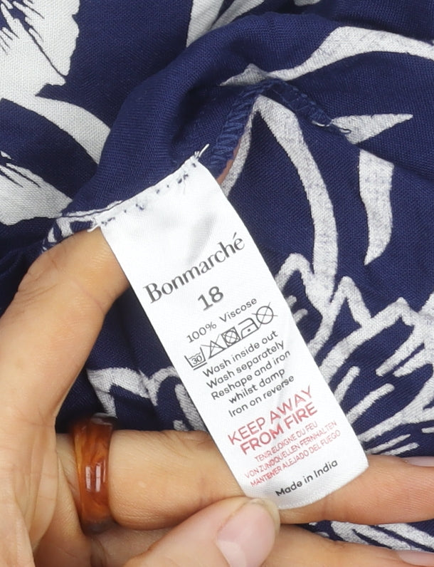 Bonmarché Women's Blue Floral Top Size 18