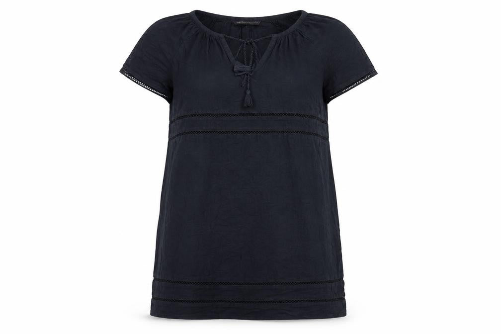 Front view of Marks & Spencer Women's Blue Cotton Dress, size 14