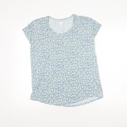 Lands' End Floral Blue Women's Scoop Neck T-Shirt S