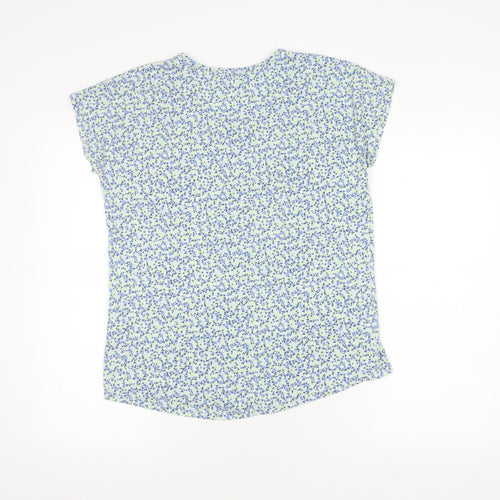 Lands' End Floral Blue Women's Scoop Neck T-Shirt S