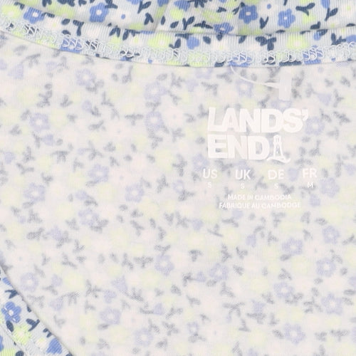 Lands' End Floral Blue Women's Scoop Neck T-Shirt S