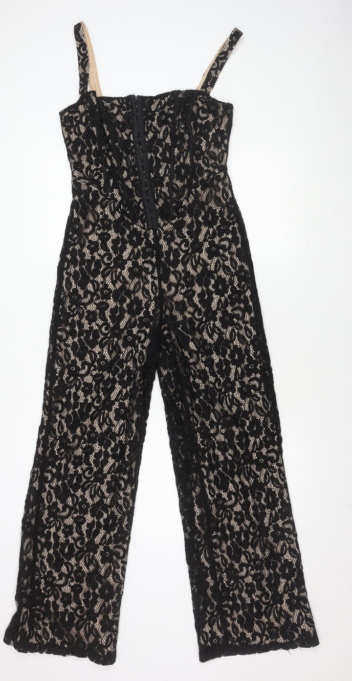 Boohoo Women's Black Lace Jumpsuit UK Size 10, Party Style