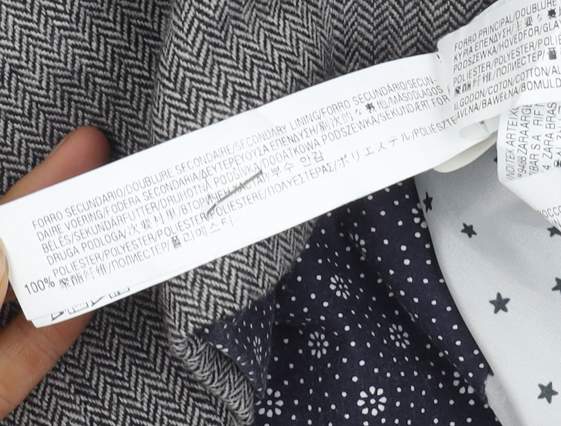 Zara Girls Grey Herringbone Blazer Jacket 11-12 Years