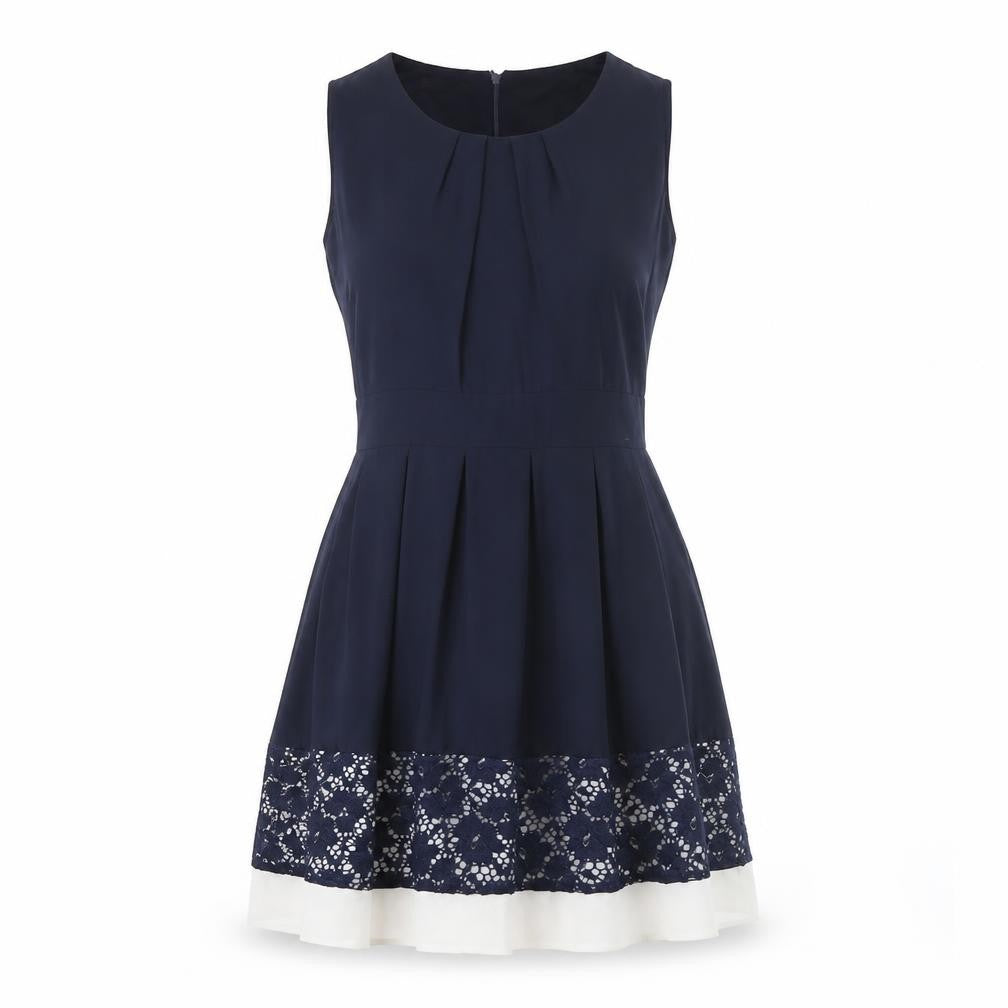 Front view of Quiz Women's Blue A-Line Sleeveless Dress, size 10