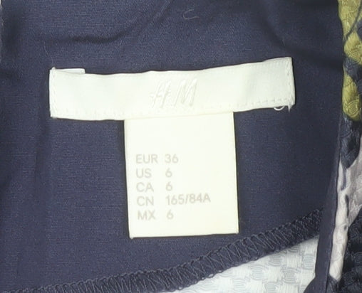 H&M Women's Multicoloured Cat Print Blouse Size 8