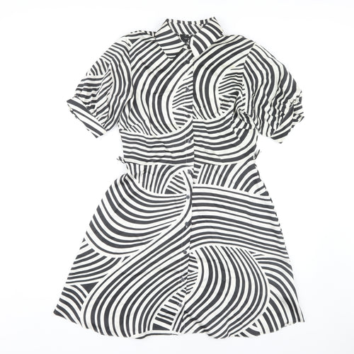 New Look Women's Striped Shirt Dress 6 Multicoloured