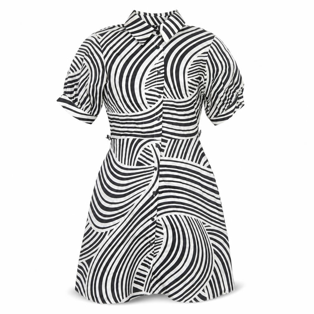 Front view of New Look Women's Striped Shirt Dress 6 Multicoloured