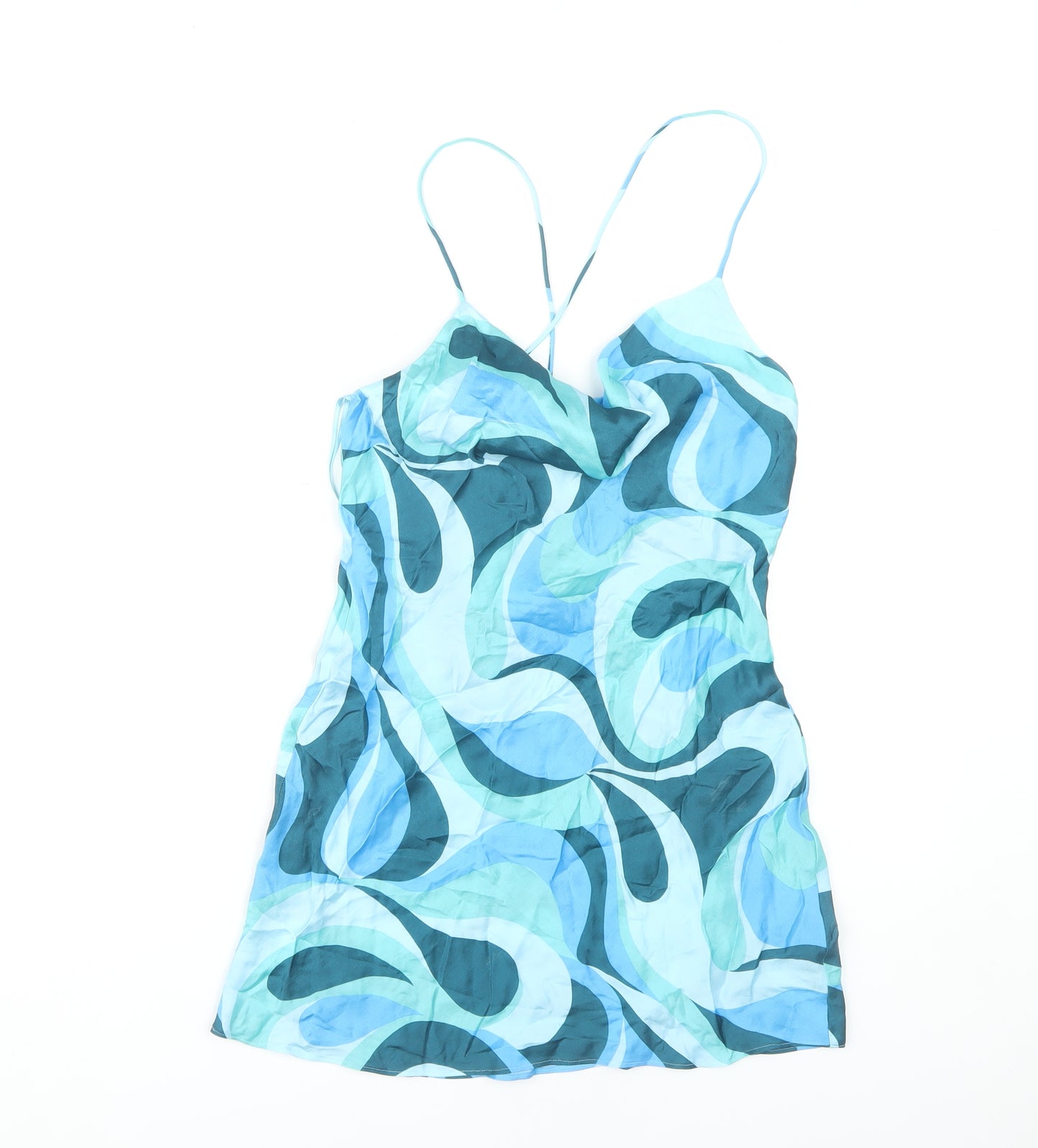 Zara Women's Blue Slip Dress Size 8 Summer Viscose
