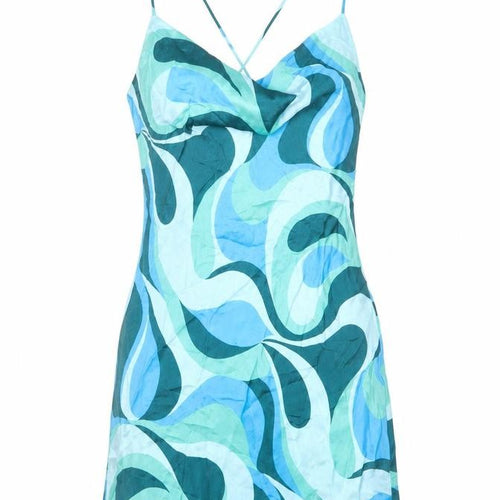 Zara Women's Blue Slip Dress Size 8 Summer Viscose