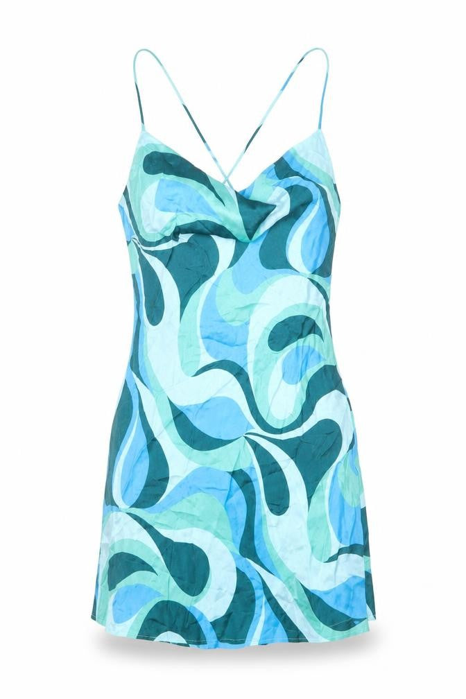 Zara Women's Blue Slip Dress Size 8 Summer Viscose