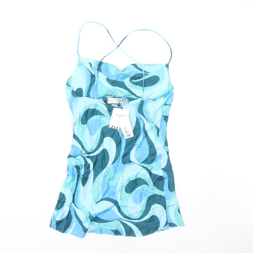 Zara Women's Blue Slip Dress Size 8 Summer Viscose