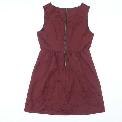 Vila Women's Red Lace Floral Sleeveless Dress - Medium