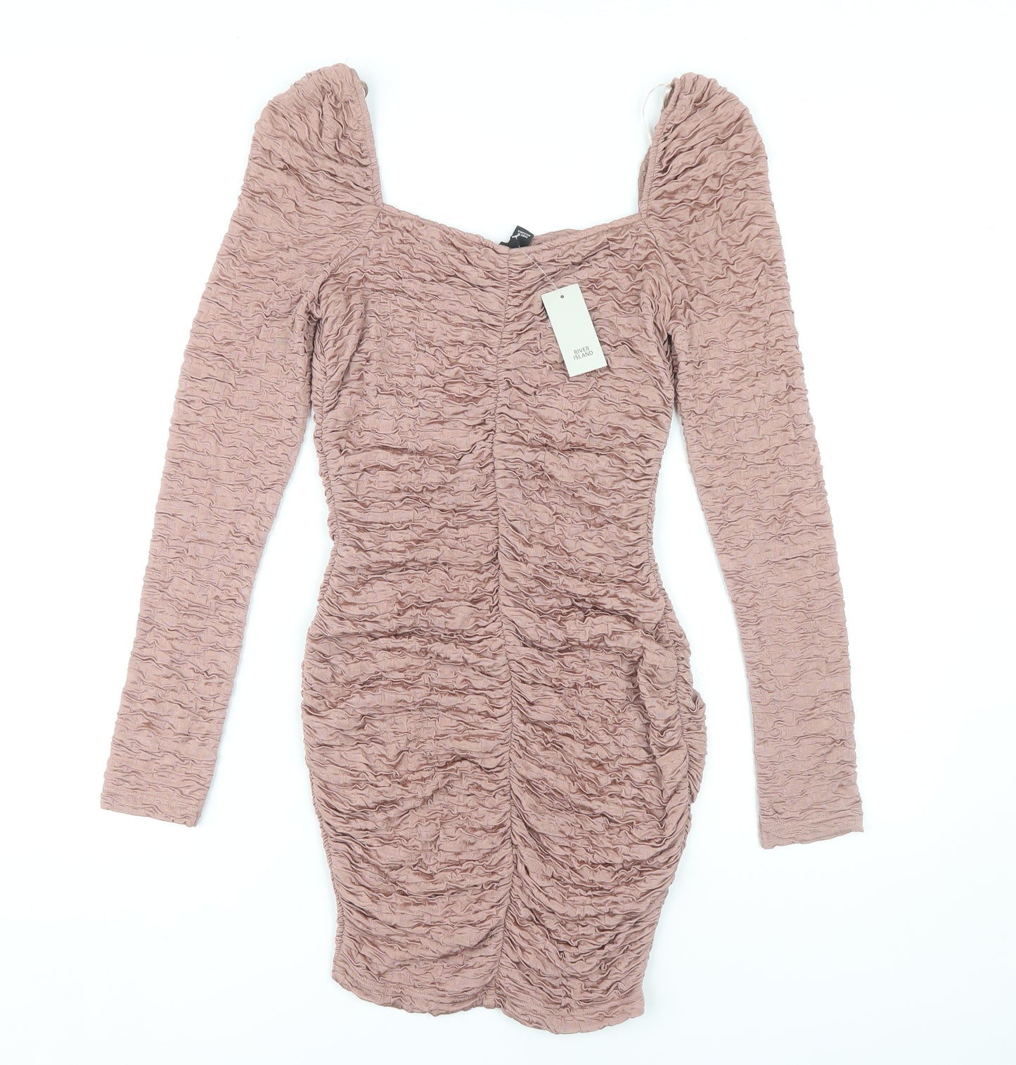 River Island Pink Bodycon Party Dress, Size 8, Long Sleeve