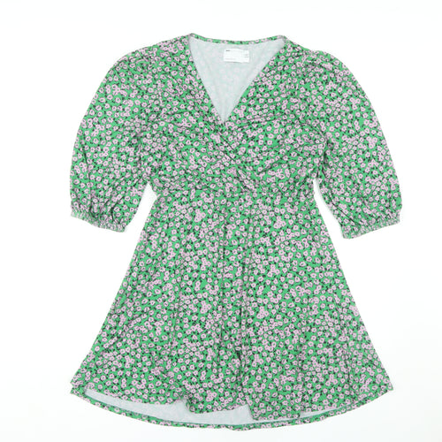 ASOS DESIGN Women's Green Floral Wrap Dress Size 12