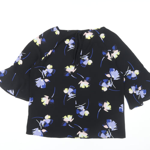 Marks and Spencer Women's Black Floral Kimono Blouse Size 14