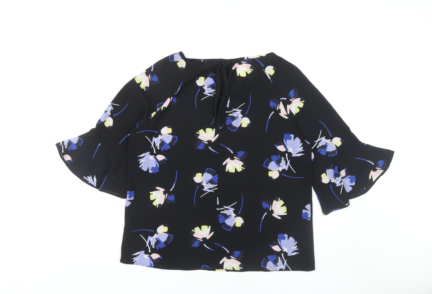 Marks and Spencer Women's Black Floral Kimono Blouse Size 14