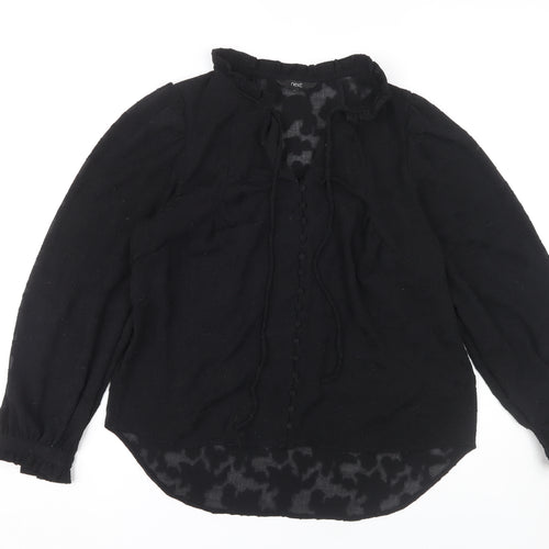 Next Women's Black Blouse, Size 12, Long Sleeve, High Neck