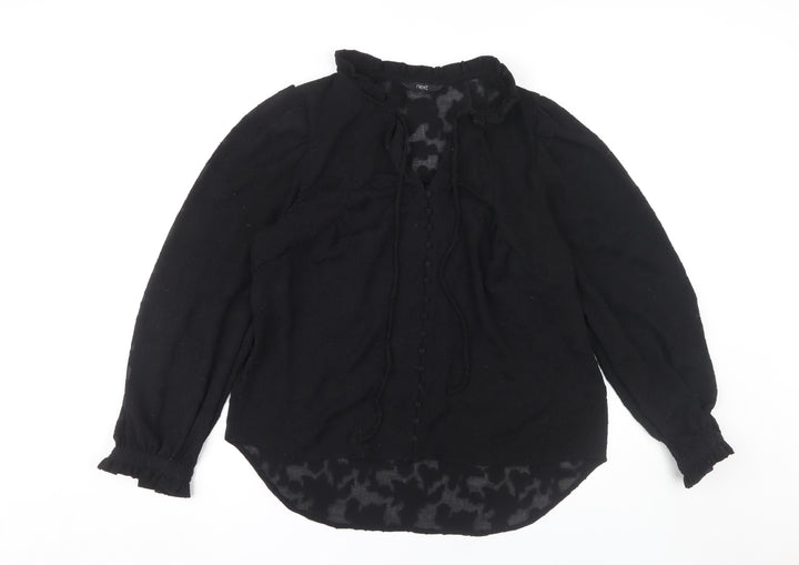 Next Women's Black Blouse, Size 12, Long Sleeve, High Neck