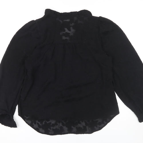 Next Women's Black Blouse, Size 12, Long Sleeve, High Neck