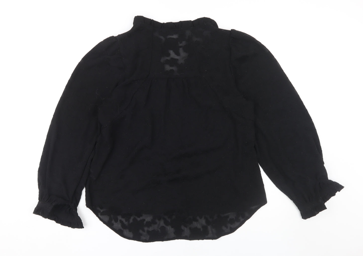 Next Women's Black Blouse, Size 12, Long Sleeve, High Neck