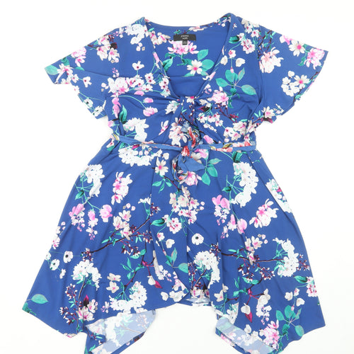 Joanna Hope Floral Blue Fit & Flare Dress, Size 16