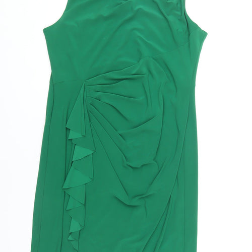 Planet Women's Green Sheath Dress, Size 16, Ruffled Accent