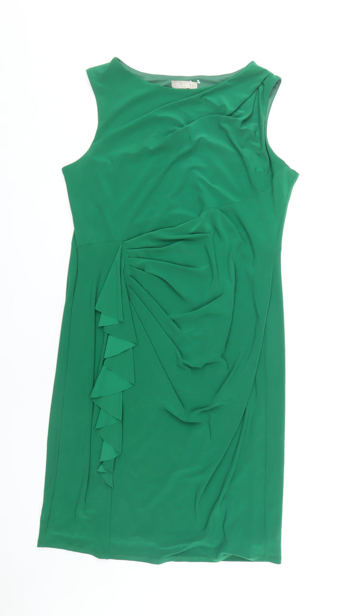 Planet Women's Green Sheath Dress, Size 16, Ruffled Accent