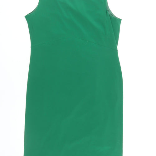 Planet Women's Green Sheath Dress, Size 16, Ruffled Accent