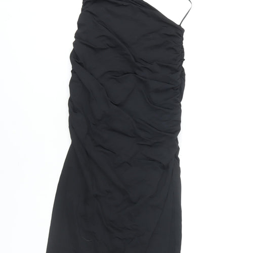 Zara Women's Black Sleeveless Ruched Midi Dress