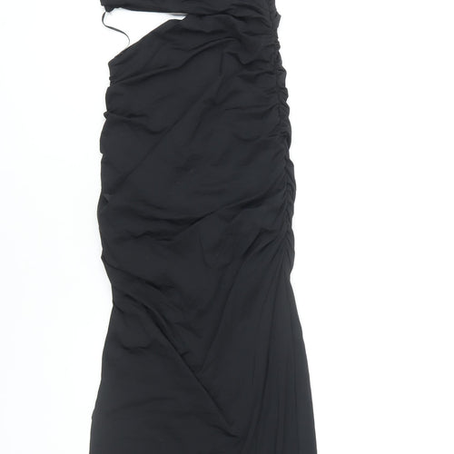 Zara Women's Black Sleeveless Ruched Midi Dress