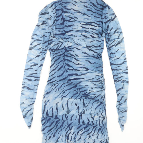 ZARA Women's Blue Animal Print Bodycon Dress S