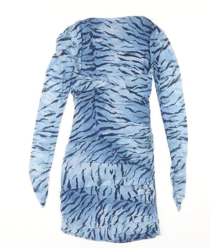 ZARA Women's Blue Animal Print Bodycon Dress S