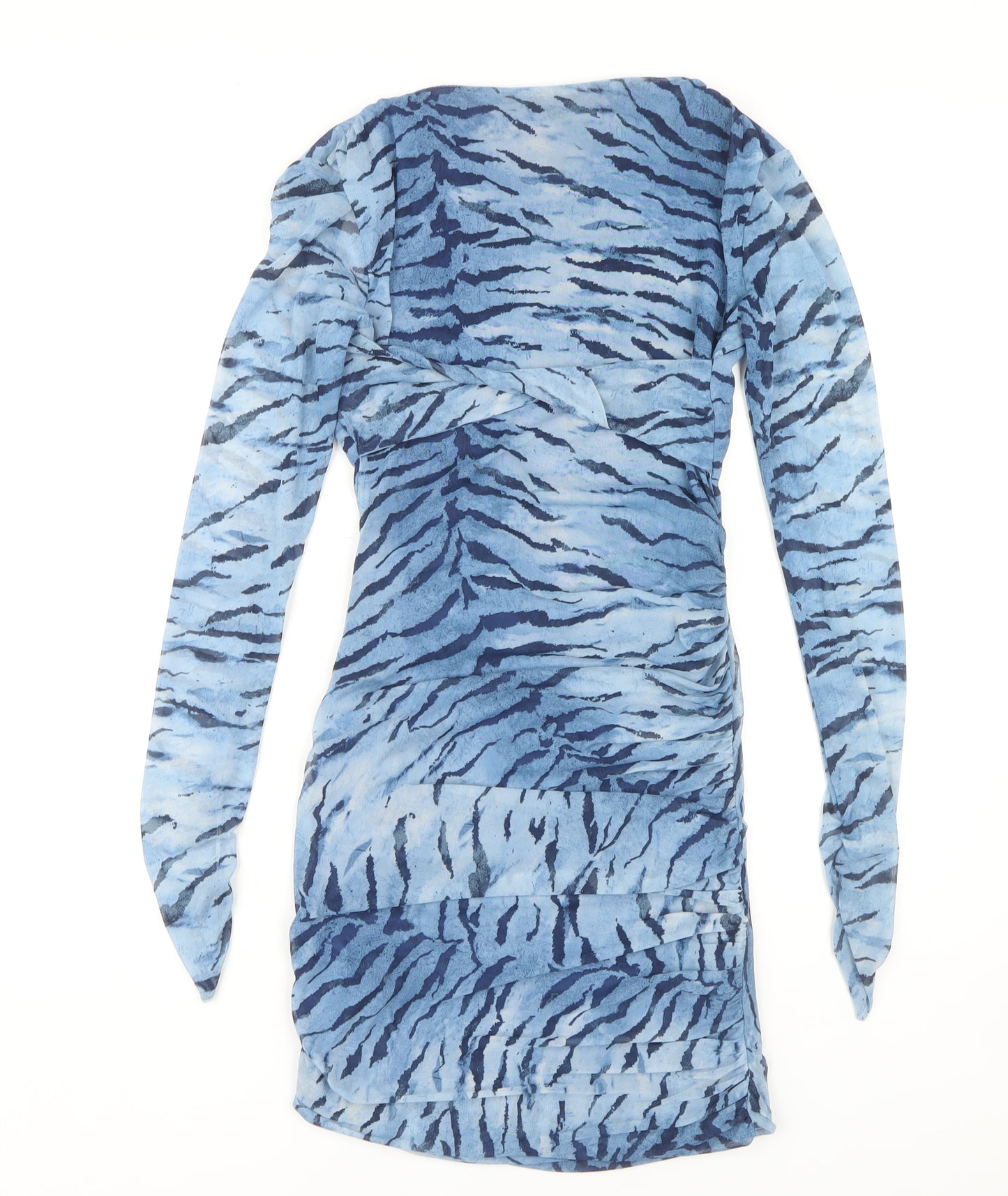 ZARA Women's Blue Animal Print Bodycon Dress S