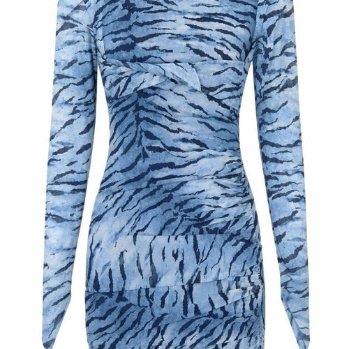 ZARA Women's Blue Animal Print Bodycon Dress S