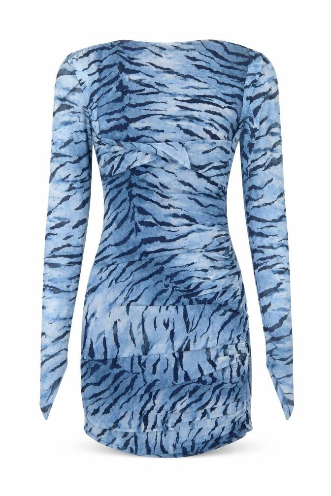 ZARA Women's Blue Animal Print Bodycon Dress S