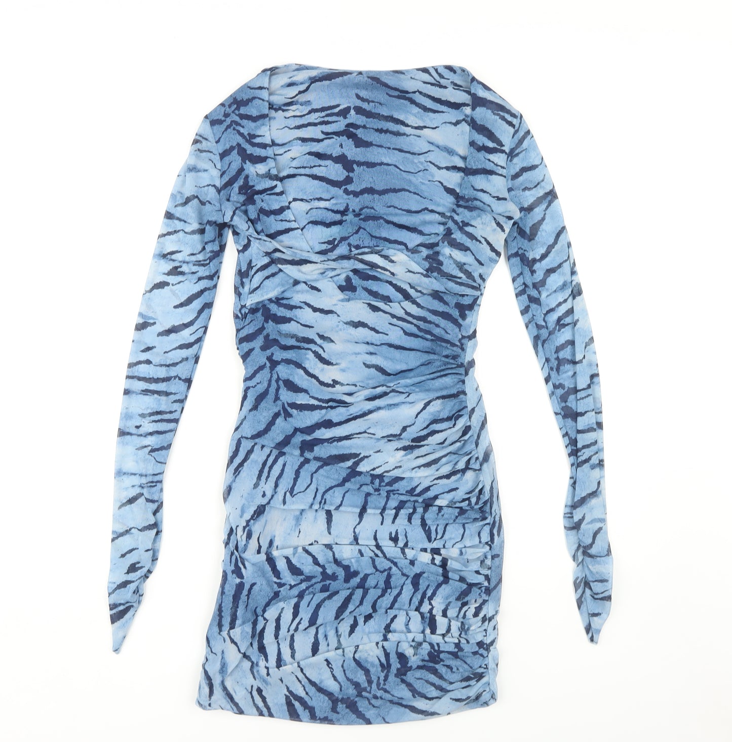 ZARA Women's Blue Animal Print Bodycon Dress S