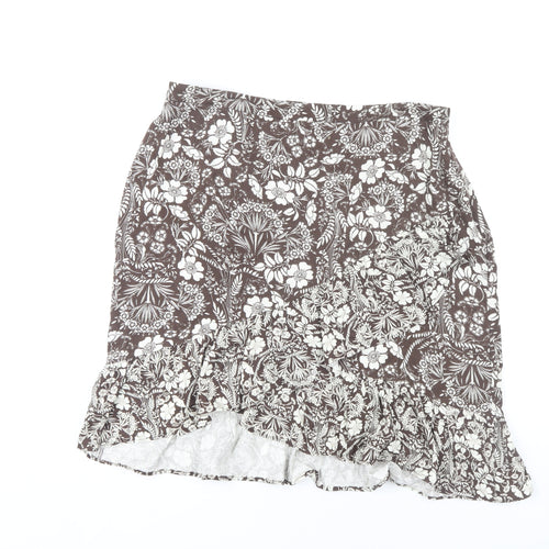 Next Women's Brown Floral Skirt Size 14 Viscose
