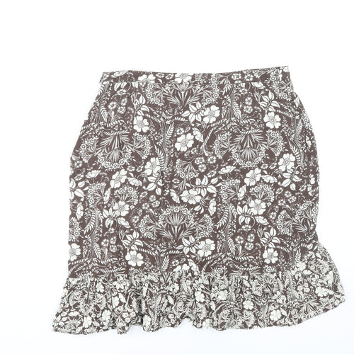 Next Women's Brown Floral Skirt Size 14 Viscose