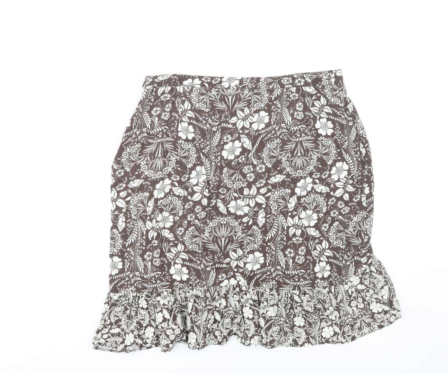 Next Women's Brown Floral Skirt Size 14 Viscose