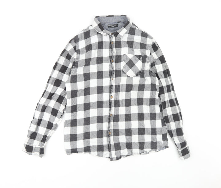 Brave Soul Men's Black Check Shirt Large
