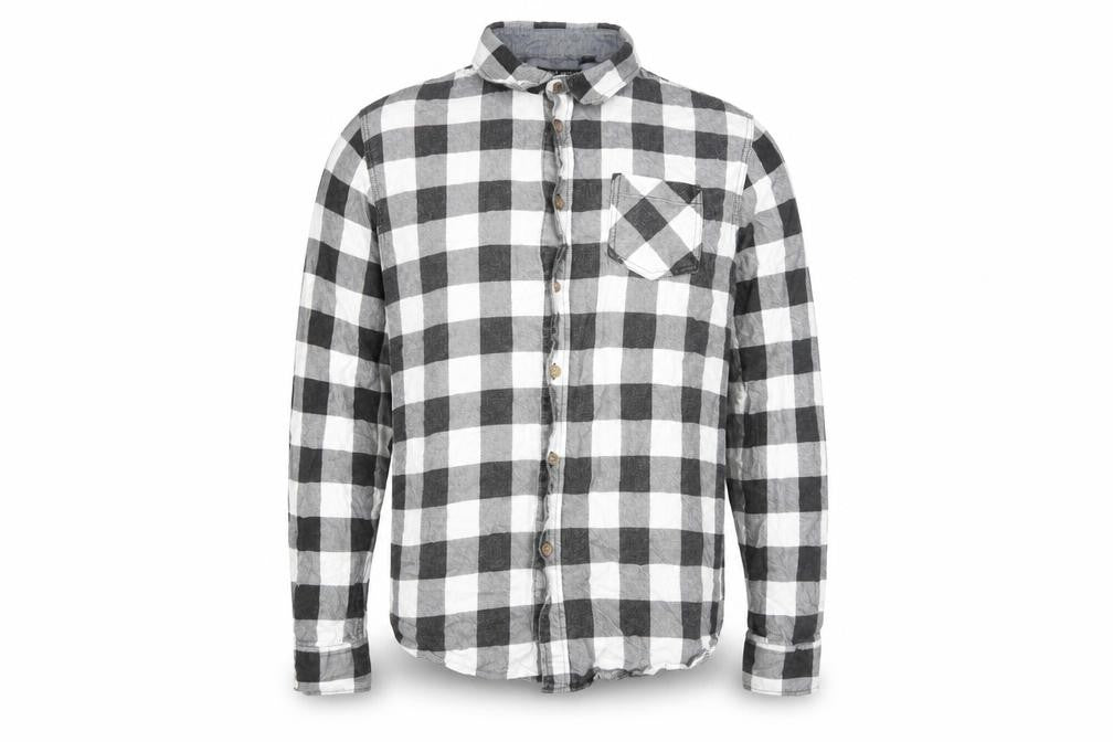 Front view of Brave Soul Men's Black Check Shirt Large