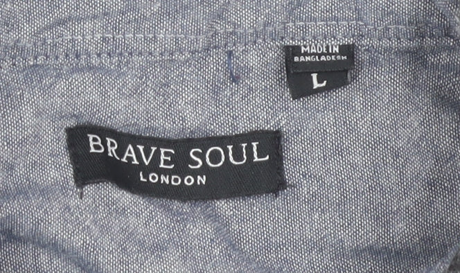 Brave Soul Men's Black Check Shirt Large