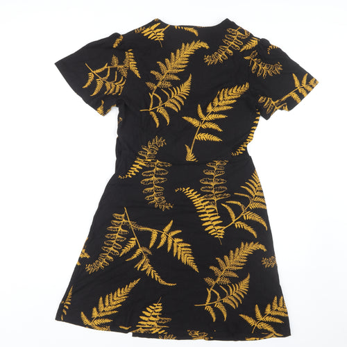 Next Women's Black Floral V-Neck Dress Size 12