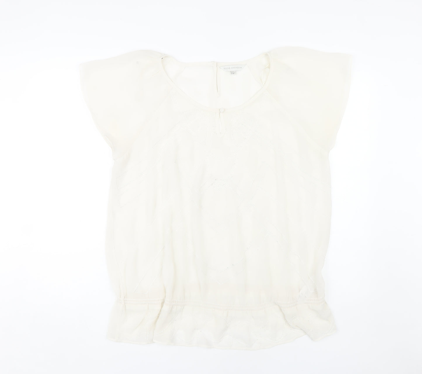 Rocha John Rocha White Cap Sleeve Women's Top Size 16