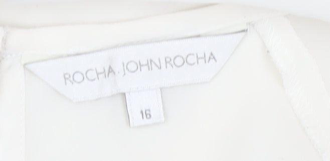 Rocha John Rocha White Cap Sleeve Women's Top Size 16
