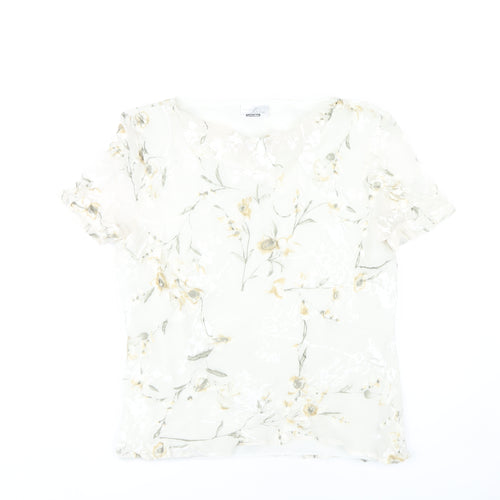 Vera Mont Women Ivory Floral Blouse Size 14
