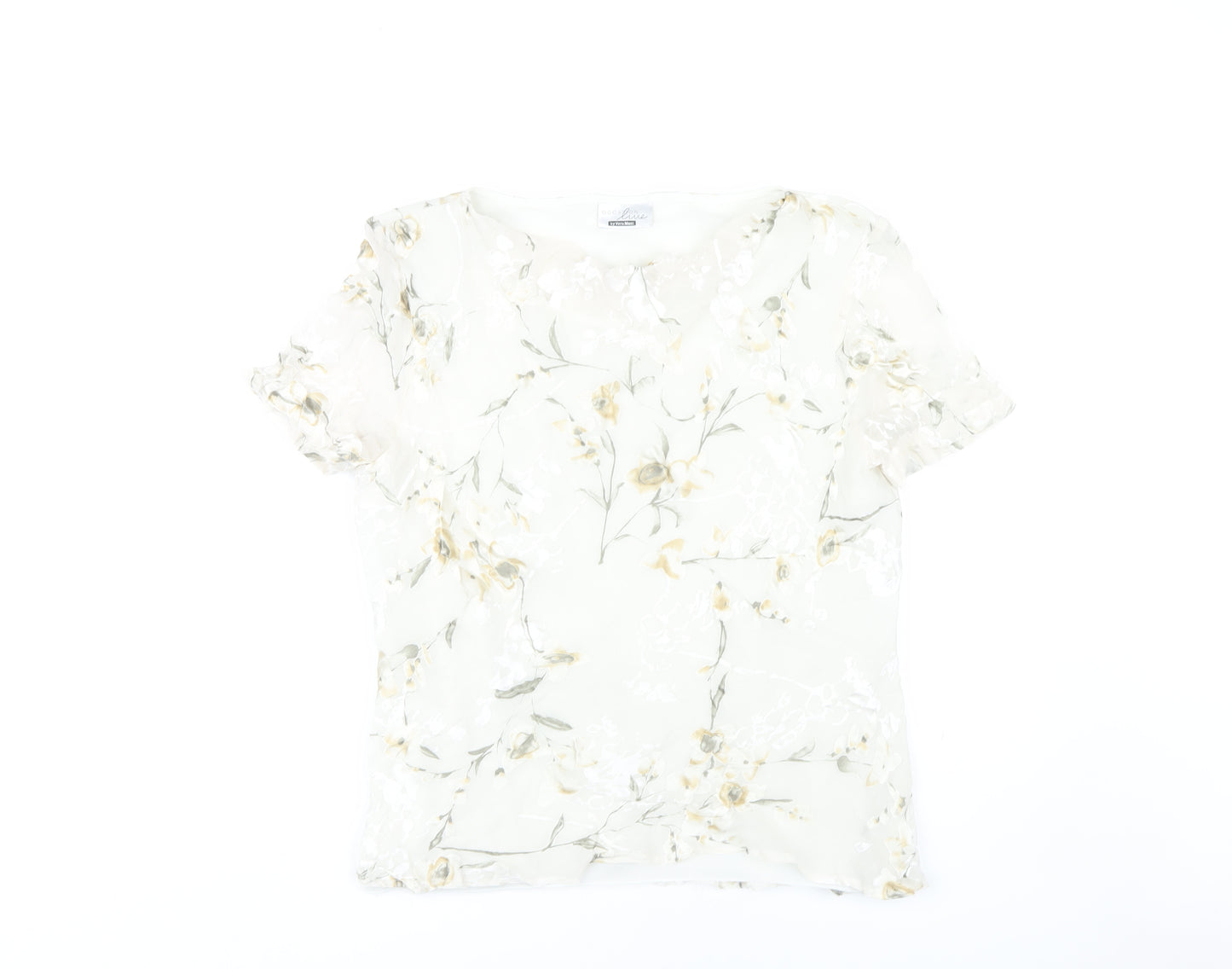 Vera Mont Women Ivory Floral Blouse Size 14