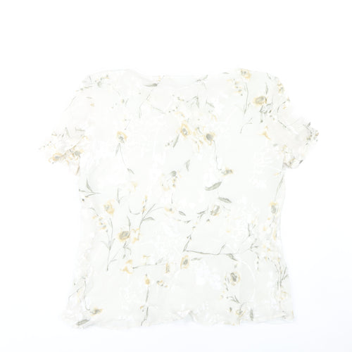 Vera Mont Women Ivory Floral Blouse Size 14
