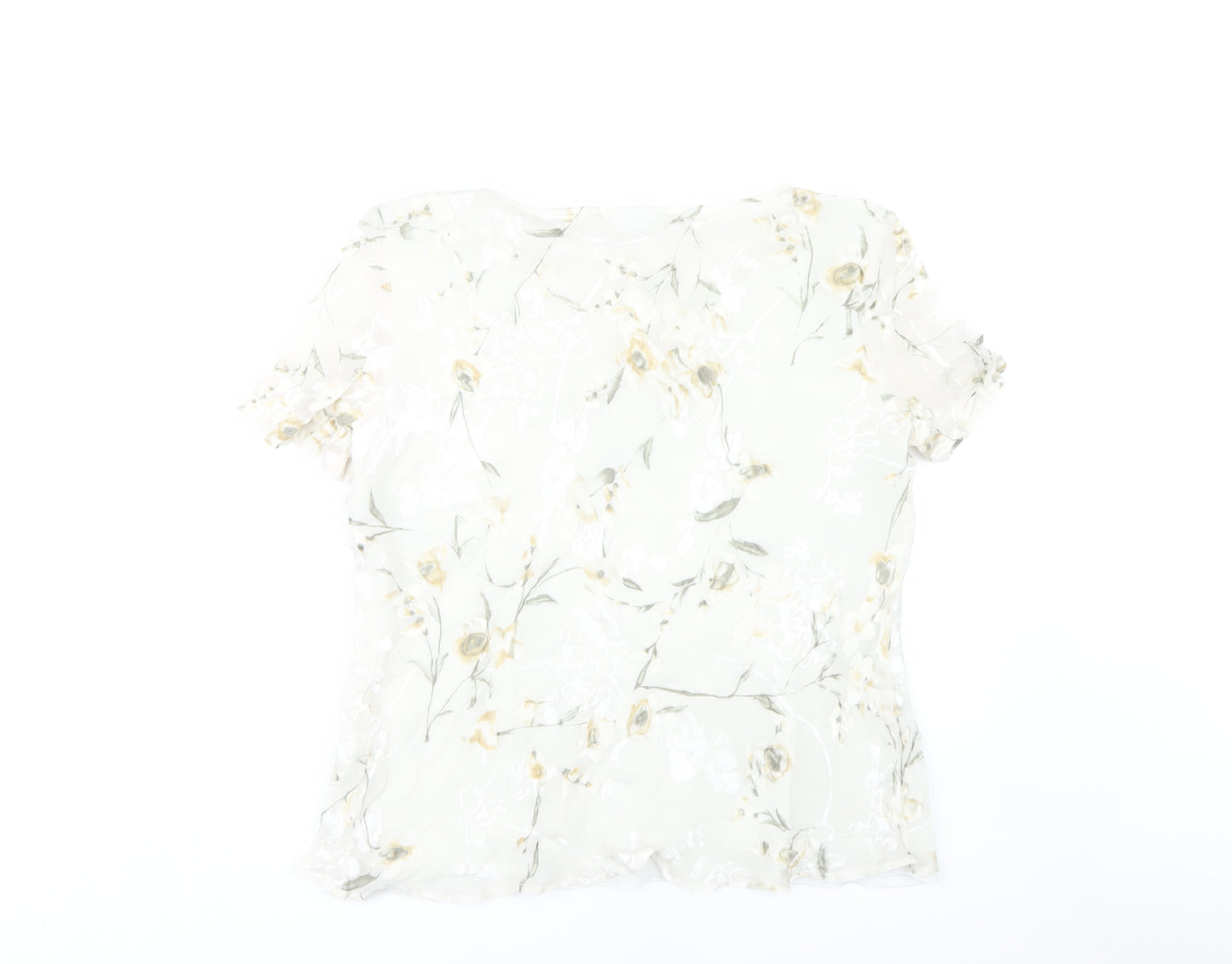 Vera Mont Women Ivory Floral Blouse Size 14